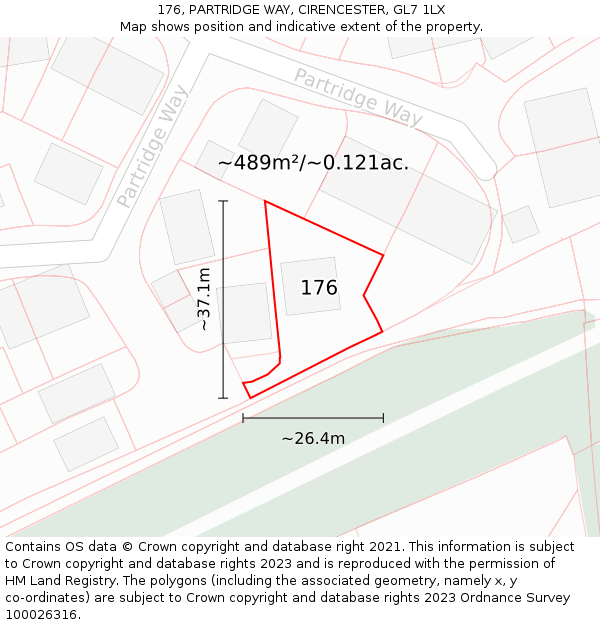 176, PARTRIDGE WAY, CIRENCESTER, GL7 1LX: Plot and title map