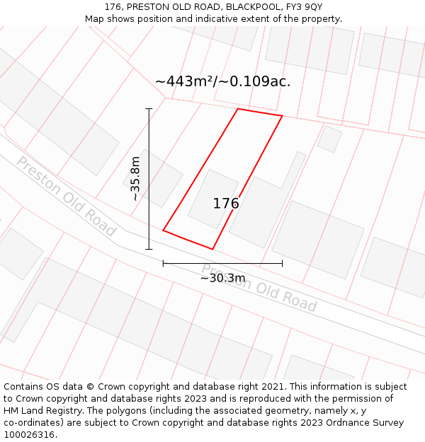 176, PRESTON OLD ROAD, BLACKPOOL, FY3 9QY: Plot and title map
