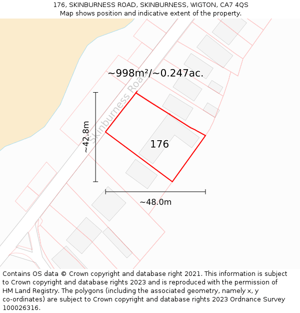 176, SKINBURNESS ROAD, SKINBURNESS, WIGTON, CA7 4QS: Plot and title map