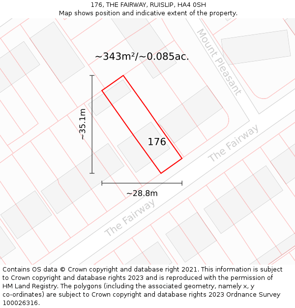 176, THE FAIRWAY, RUISLIP, HA4 0SH: Plot and title map