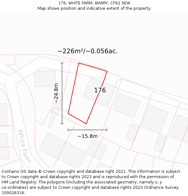176, WHITE FARM, BARRY, CF62 9EW: Plot and title map