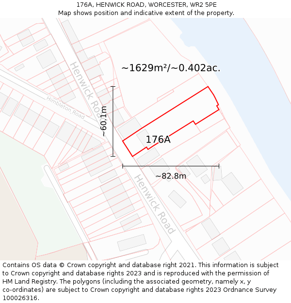 176A, HENWICK ROAD, WORCESTER, WR2 5PE: Plot and title map