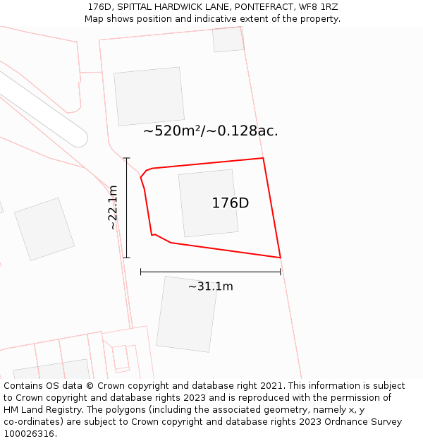 176D, SPITTAL HARDWICK LANE, PONTEFRACT, WF8 1RZ: Plot and title map