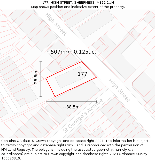 177, HIGH STREET, SHEERNESS, ME12 1UH: Plot and title map