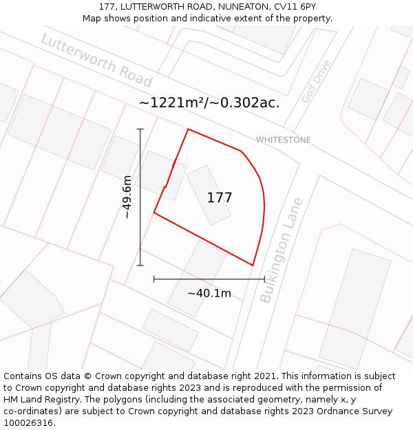 177, LUTTERWORTH ROAD, NUNEATON, CV11 6PY: Plot and title map