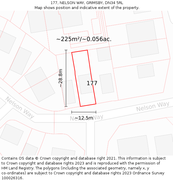 177, NELSON WAY, GRIMSBY, DN34 5RL: Plot and title map