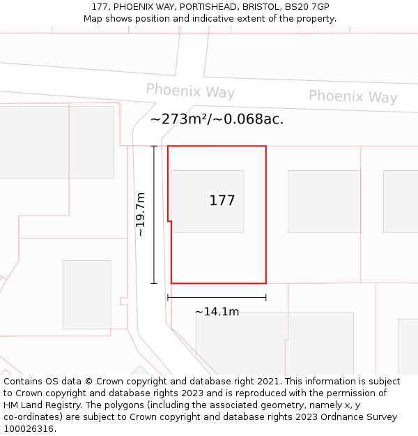 177, PHOENIX WAY, PORTISHEAD, BRISTOL, BS20 7GP: Plot and title map