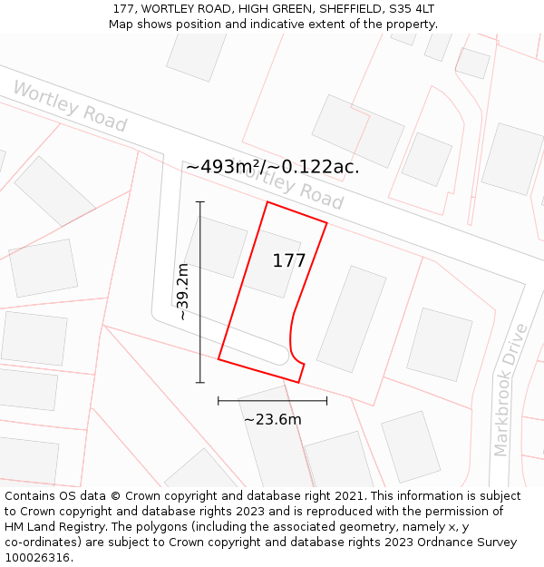 177, WORTLEY ROAD, HIGH GREEN, SHEFFIELD, S35 4LT: Plot and title map