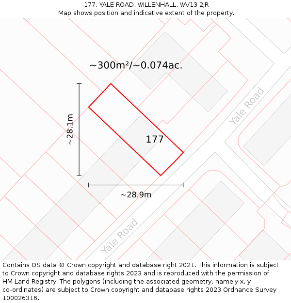 177, YALE ROAD, WILLENHALL, WV13 2JR: Plot and title map