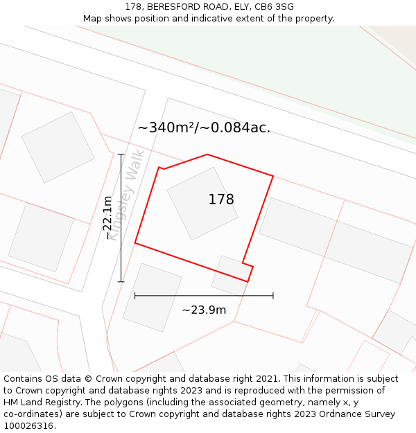 178, BERESFORD ROAD, ELY, CB6 3SG: Plot and title map