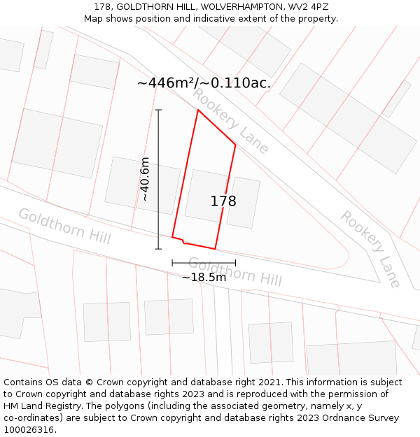 178, GOLDTHORN HILL, WOLVERHAMPTON, WV2 4PZ: Plot and title map