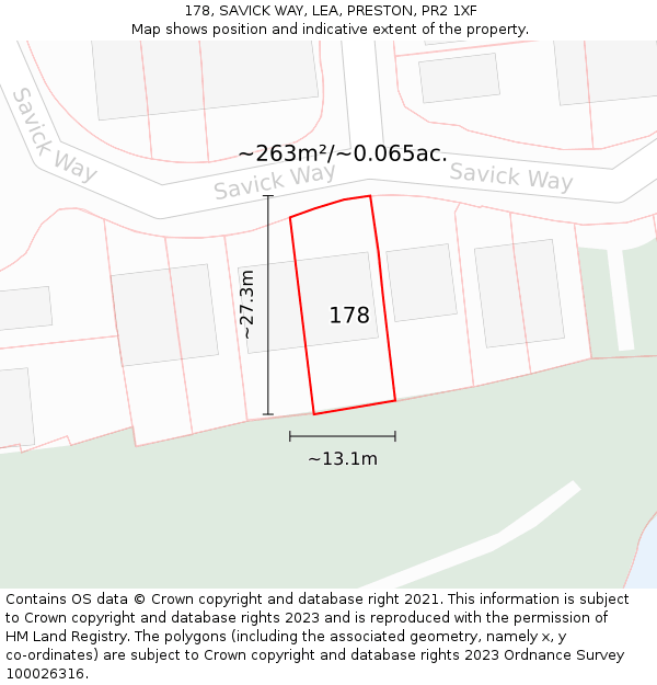 178, SAVICK WAY, LEA, PRESTON, PR2 1XF: Plot and title map