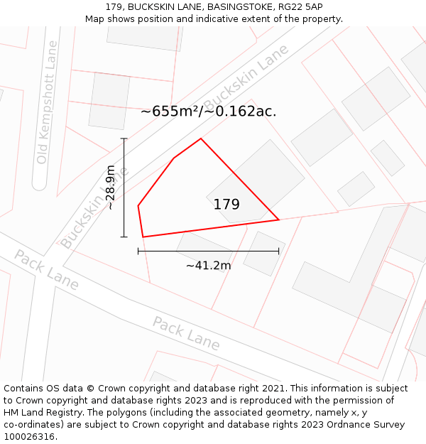 179, BUCKSKIN LANE, BASINGSTOKE, RG22 5AP: Plot and title map