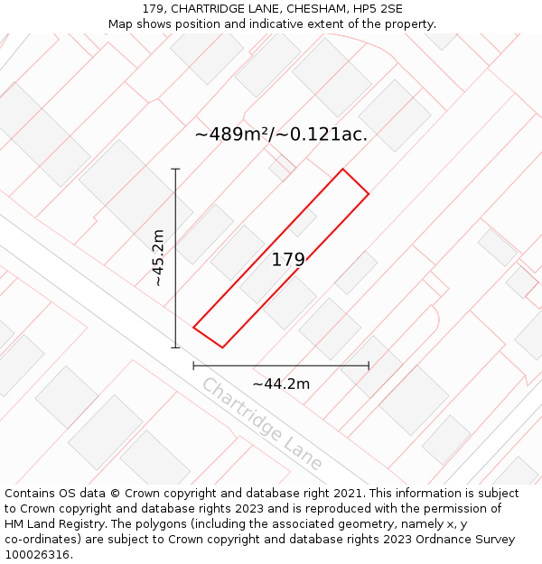 179, CHARTRIDGE LANE, CHESHAM, HP5 2SE: Plot and title map
