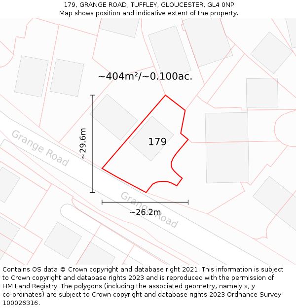 179, GRANGE ROAD, TUFFLEY, GLOUCESTER, GL4 0NP: Plot and title map