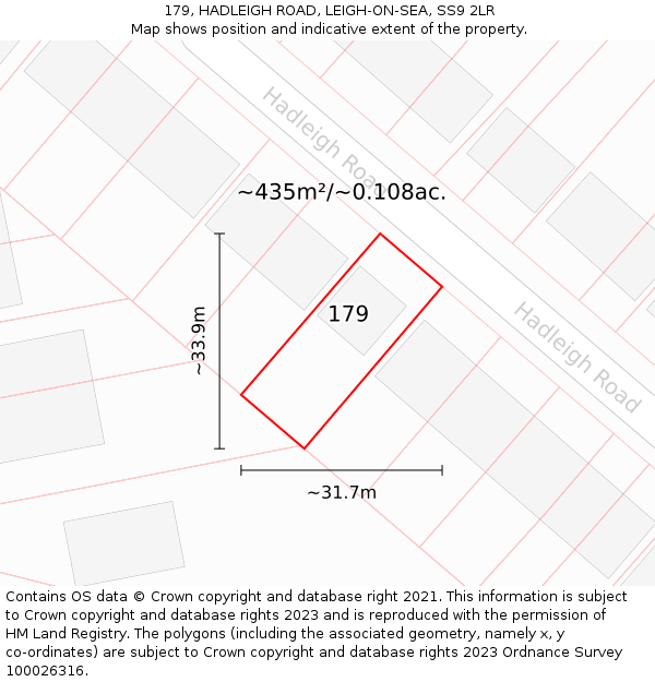 179, HADLEIGH ROAD, LEIGH-ON-SEA, SS9 2LR: Plot and title map