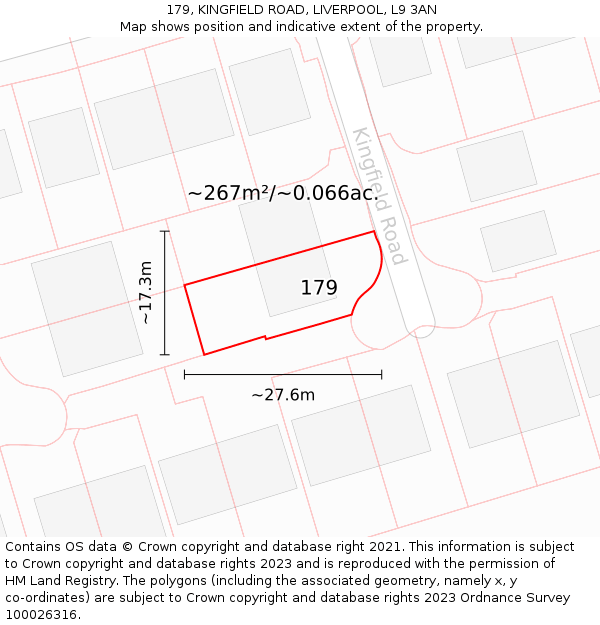 179, KINGFIELD ROAD, LIVERPOOL, L9 3AN: Plot and title map