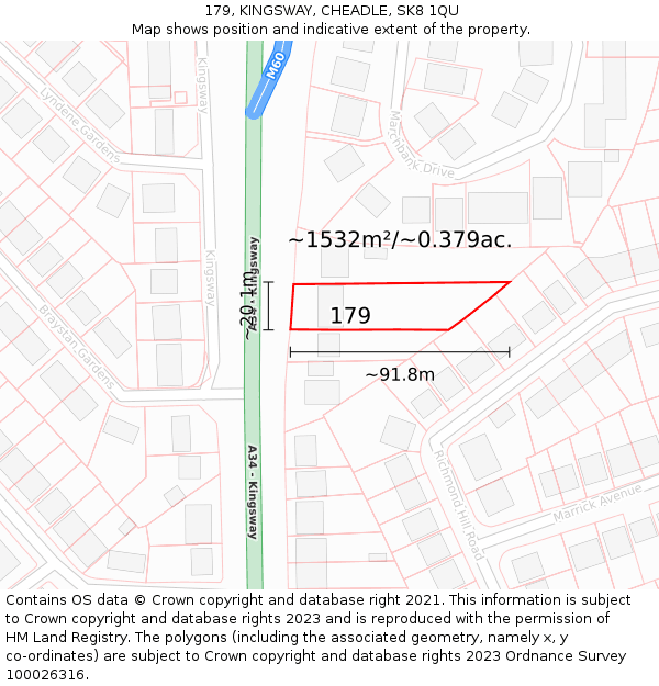 179, KINGSWAY, CHEADLE, SK8 1QU: Plot and title map