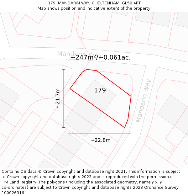 179, MANDARIN WAY, CHELTENHAM, GL50 4RT: Plot and title map