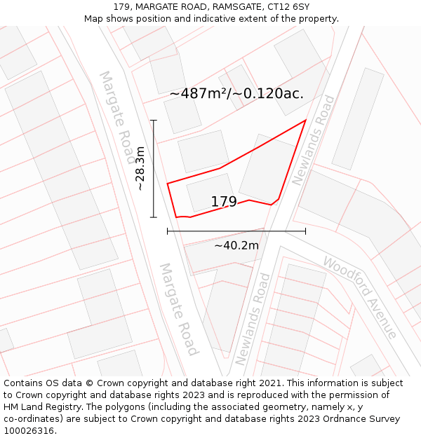 179, MARGATE ROAD, RAMSGATE, CT12 6SY: Plot and title map