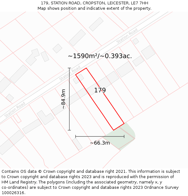 179, STATION ROAD, CROPSTON, LEICESTER, LE7 7HH: Plot and title map