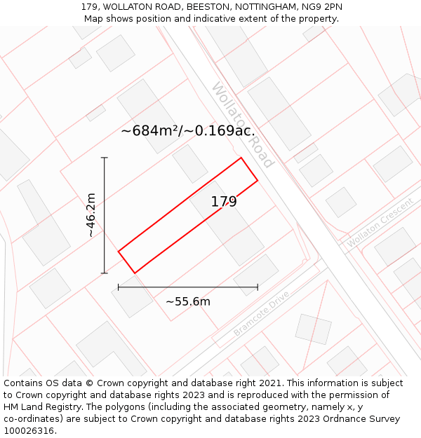 179, WOLLATON ROAD, BEESTON, NOTTINGHAM, NG9 2PN: Plot and title map