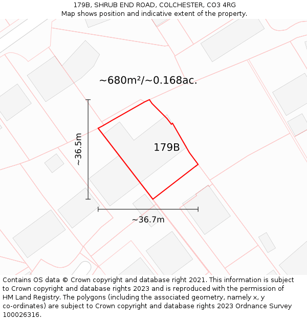 179B, SHRUB END ROAD, COLCHESTER, CO3 4RG: Plot and title map
