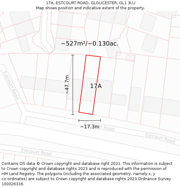 17A, ESTCOURT ROAD, GLOUCESTER, GL1 3LU: Plot and title map