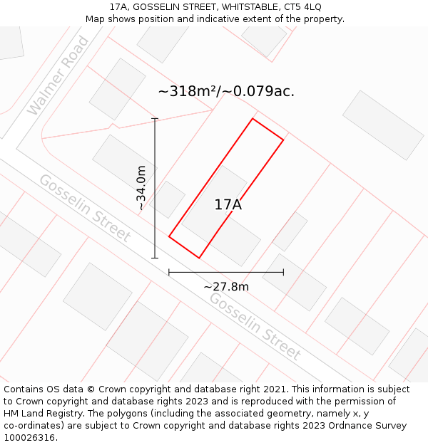 17A, GOSSELIN STREET, WHITSTABLE, CT5 4LQ: Plot and title map