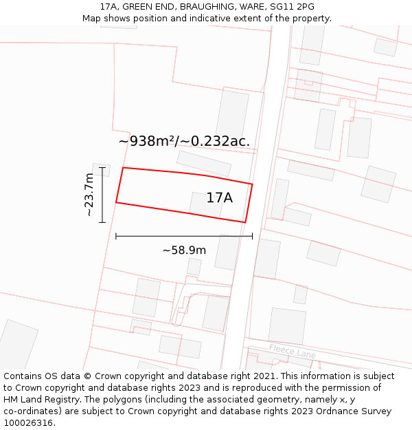 17A, GREEN END, BRAUGHING, WARE, SG11 2PG: Plot and title map