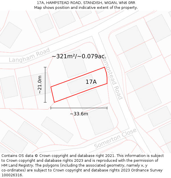 17A, HAMPSTEAD ROAD, STANDISH, WIGAN, WN6 0RR: Plot and title map
