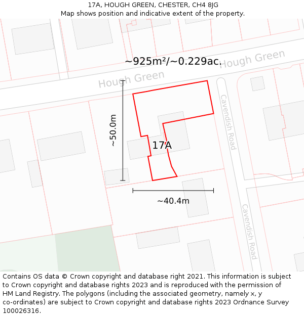 17A, HOUGH GREEN, CHESTER, CH4 8JG: Plot and title map