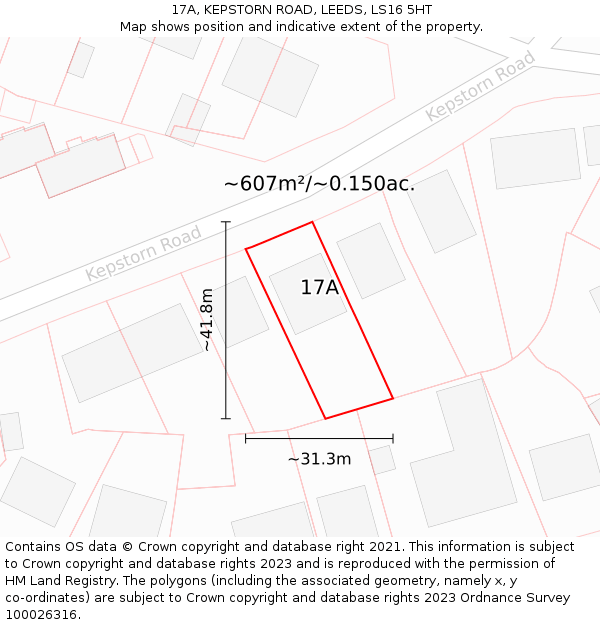 17A, KEPSTORN ROAD, LEEDS, LS16 5HT: Plot and title map