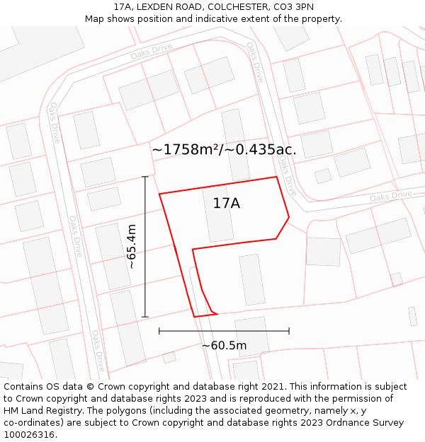 17A, LEXDEN ROAD, COLCHESTER, CO3 3PN: Plot and title map