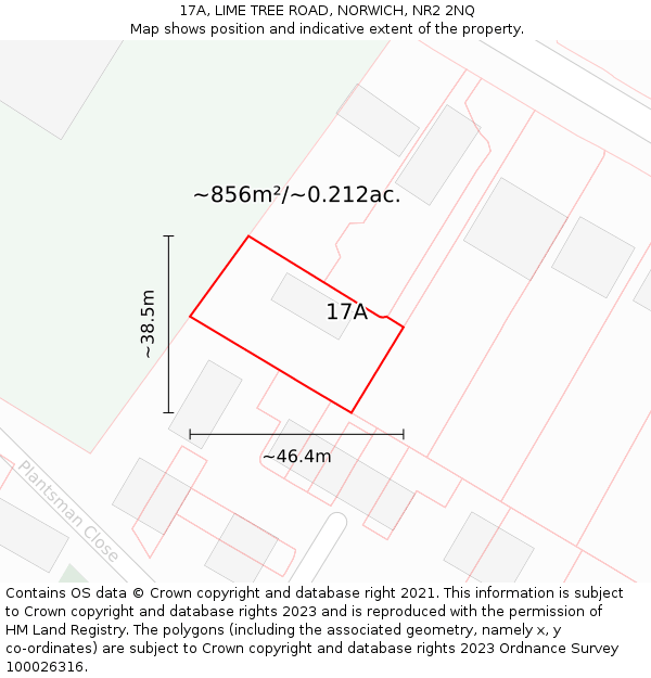 17A, LIME TREE ROAD, NORWICH, NR2 2NQ: Plot and title map