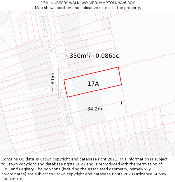 17A, NURSERY WALK, WOLVERHAMPTON, WV6 8QY: Plot and title map