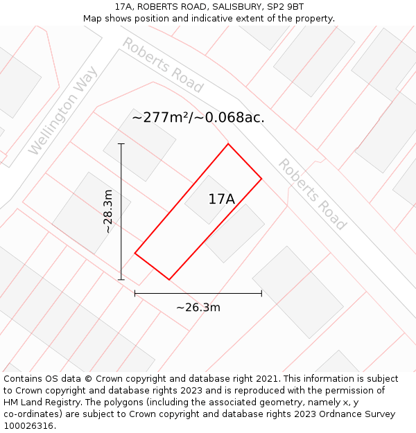 17A, ROBERTS ROAD, SALISBURY, SP2 9BT: Plot and title map