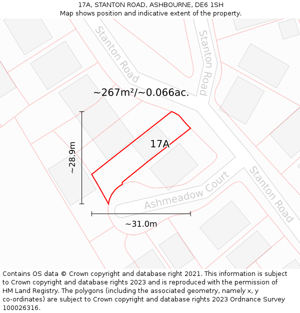 17A, STANTON ROAD, ASHBOURNE, DE6 1SH: Plot and title map