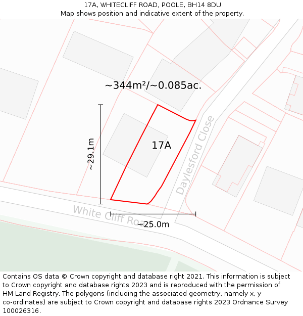 17A, WHITECLIFF ROAD, POOLE, BH14 8DU: Plot and title map