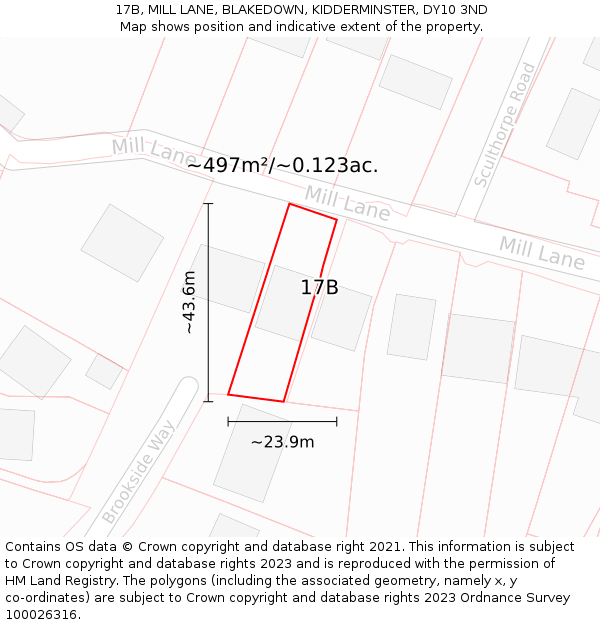 17B, MILL LANE, BLAKEDOWN, KIDDERMINSTER, DY10 3ND: Plot and title map
