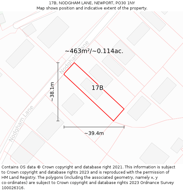 17B, NODGHAM LANE, NEWPORT, PO30 1NY: Plot and title map