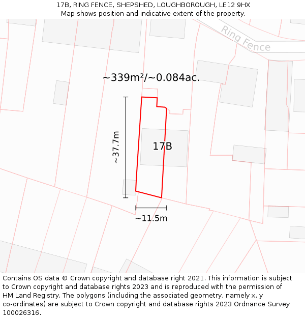 17B, RING FENCE, SHEPSHED, LOUGHBOROUGH, LE12 9HX: Plot and title map