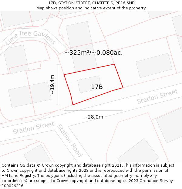 17B, STATION STREET, CHATTERIS, PE16 6NB: Plot and title map