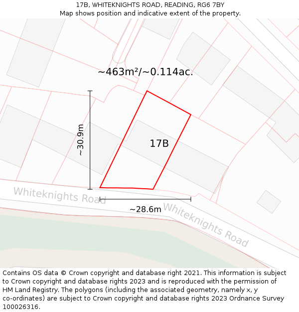 17B, WHITEKNIGHTS ROAD, READING, RG6 7BY: Plot and title map