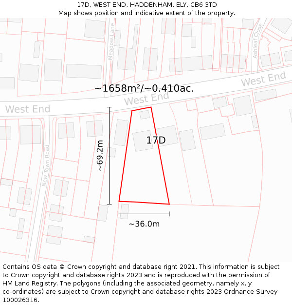 17D, WEST END, HADDENHAM, ELY, CB6 3TD: Plot and title map