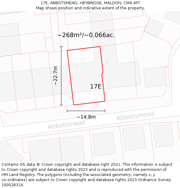 17E, ABBOTSMEAD, HEYBRIDGE, MALDON, CM9 4PT: Plot and title map