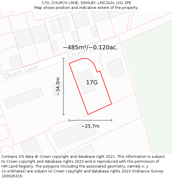 17G, CHURCH LANE, SAXILBY, LINCOLN, LN1 2PE: Plot and title map