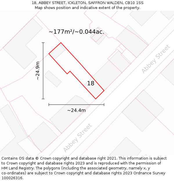 18, ABBEY STREET, ICKLETON, SAFFRON WALDEN, CB10 1SS: Plot and title map