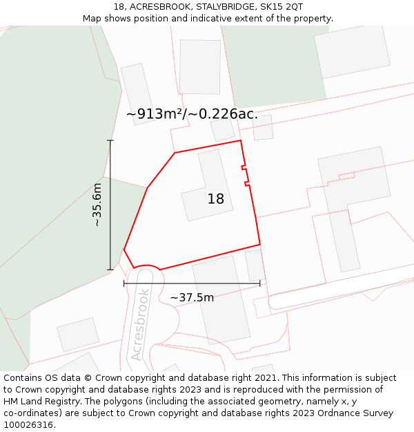 18, ACRESBROOK, STALYBRIDGE, SK15 2QT: Plot and title map
