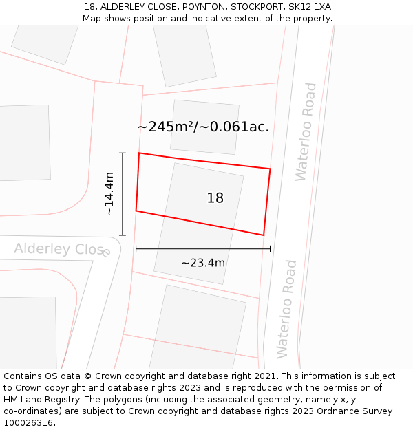 18, ALDERLEY CLOSE, POYNTON, STOCKPORT, SK12 1XA: Plot and title map